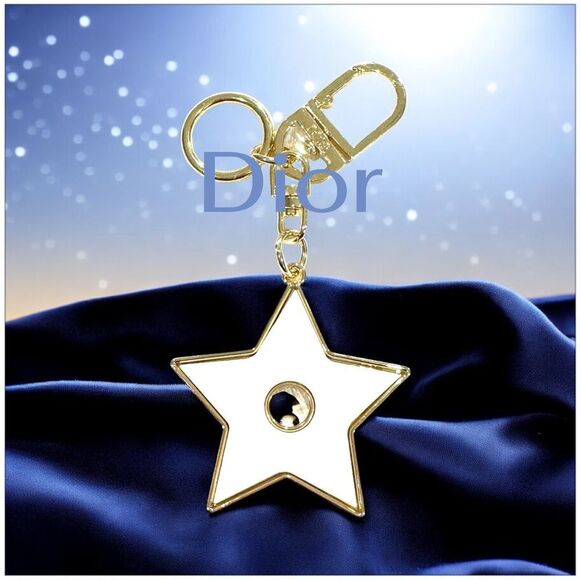Dior Star Key Holder in Gold and White